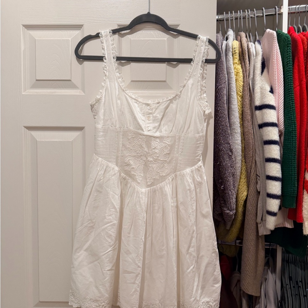 Zara White Lace Trim Sundress
